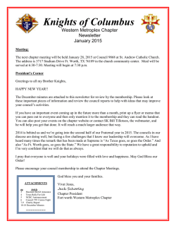 January 2015 Chapter Newsletter