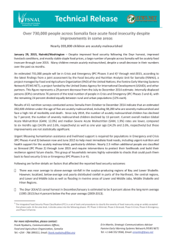 FSNAU Technical Release, January 29, 2015: Over 730000 people