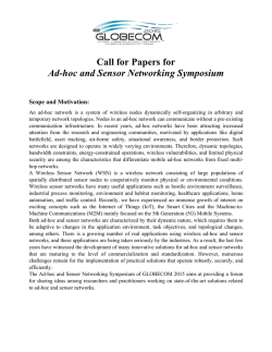 Call for Papers for Ad-hoc and Sensor Networking Symposium