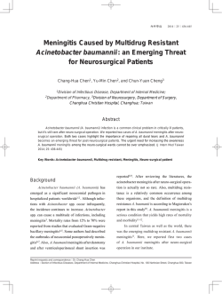 Meningitis Caused by Multidrug Resistant Acinetobacter baumannii