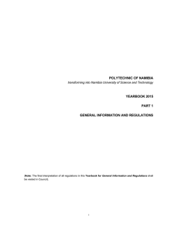 POLYTECHNIC OF NAMIBIA YEARBOOK 2015 PART 1 GENERAL