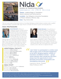 announcesits 2 0 1 5 S ession - Nida School of Translation Studies