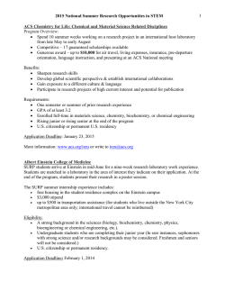 2015 Summer Opportunities in STEM