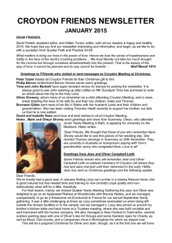 CROYDON FRIENDS NEWSLETTER - Croydon Quakers home page