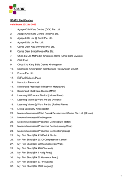 SPARK Certification valid from 2012 to 2015 1. Agape Child Care