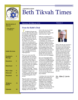 Beth Tikvah Times - Congregation Beth Tikvah