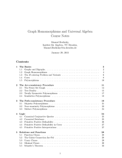Graph Homomorphisms and Universal Algebra Course Notes