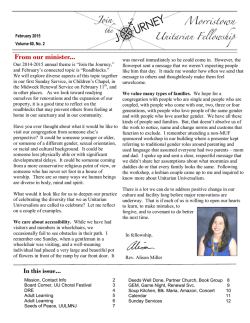 February 2015 - Morristown Unitarian Fellowship