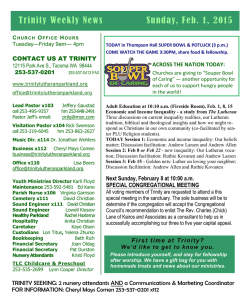02-01-2015 weekly news - Trinity Lutheran Church