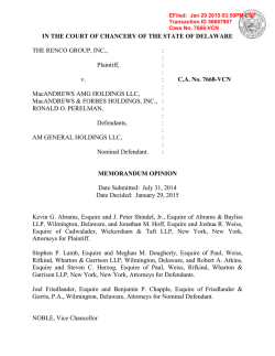 IN THE COURT OF CHANCERY OF THE STATE OF DELAWARE