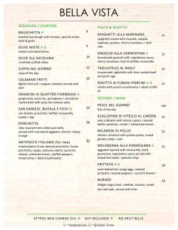 Lunch Menu - Bella Vista Cafe