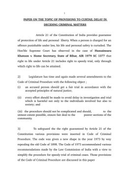 PAPER ON THE TOPIC OF PROVISIONS TO CURTAIL DELAY IN