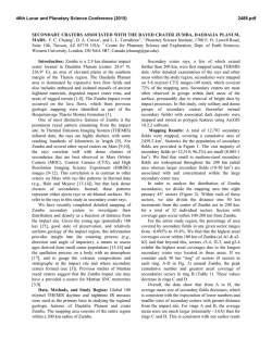 Secondary Craters Associated with the Rayed Crater Zumba