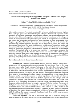 In Vitro Studies Regarding the Biology and the Bio