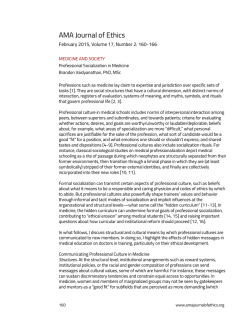 Professional Socialization in Medicine
