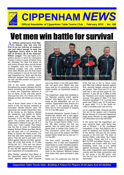 Latest Newsletter - Cippenham Table Tennis Club