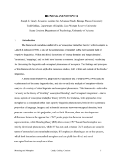 BLENDING AND METAPHOR Joseph E. Grady