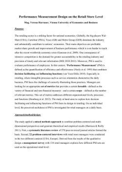 Performance Measurement Design on the Retail Store Level