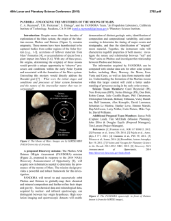 PANDORA - UNLOCKING THE MYSTERIES OF THE MOONS OF