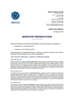 INVESTOR PRESENTATION