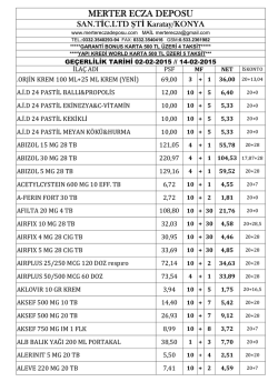 Fiyat Listesi İndir - merter ecza deposu