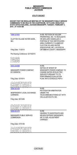 MISSISSIPPI PUBLIC SERVICE COMMISSION JACKSON