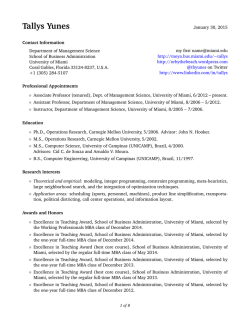 Curriculum Vit&aelig; - University of Miami School of Business
