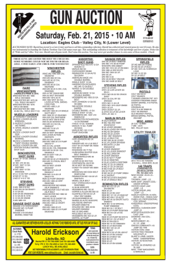 Saturday, Feb. 21, 2015, 10 AM Harold Erickson Gun Sale Sale