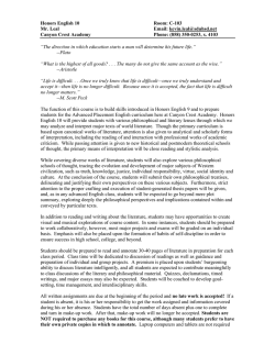 Honors English 10 Syllabus