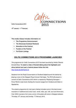 Celtic Connections 2015 Programme Announcement