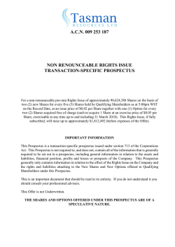 Non Renounceable Rights Issue Prospectus