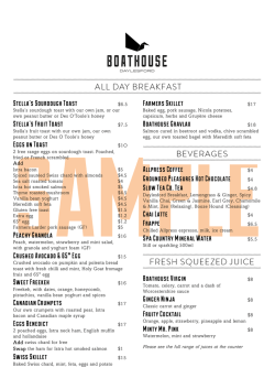 Boathouse Menu - Boathouse Daylesford