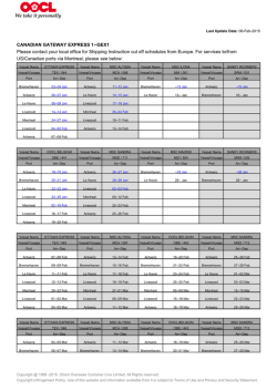 CANADIAN GATEWAY EXPRESS 1--GEX1 Please contact