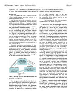 GEOLOGY AND ATMOSPHERIC SCIENCE FOR EARLY MARS