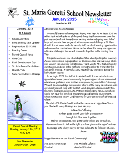 January 2015 - St. Maria Goretti