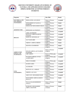 erciyes university graduate school of natural and applied science