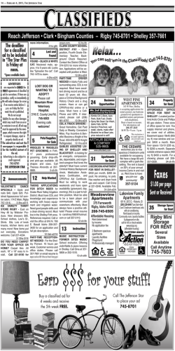 Classified Ads - The Jefferson Star