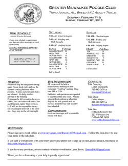 Trial Judging Schedule - Bluestem Agility Trial Services, LLC