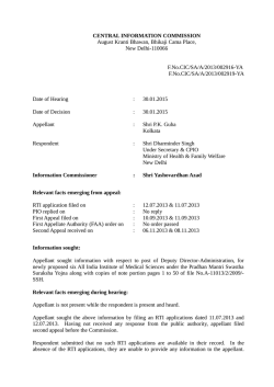 CENTRAL INFORMATION COMMISSION August Kranti Bhawan