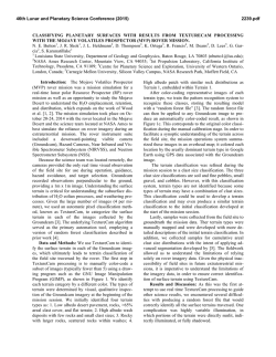 classifying planetary surfaces with results from texturecam