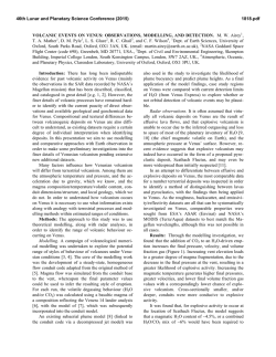 VOLCANIC EVENTS ON VENUS: OBSERVATIONS, MODELLING