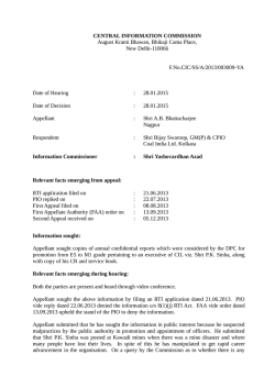 Decision No. CIC/SS/A/2013/003009-YA dated 28-01