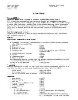 Price Sheet - Switch Willo Stables