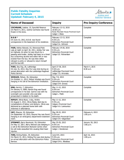 Fatality Inquiry Schedule - Current Schedule