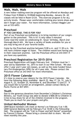 Walk, Walk, Walk Preschool Preschool Registration for 2015-2016