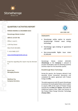 Quarterly Activities Report - Australian Securities Exchange