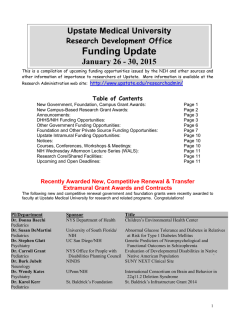 Funding Update - SUNY Upstate Medical University
