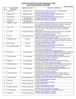 Summer Faculty Research Fellow Programme - QIP/CIP