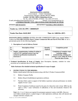 Tender Document - Mazagon Dock Limited