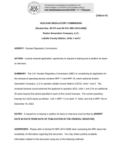 NUCLEAR REGULATORY COMMISSION